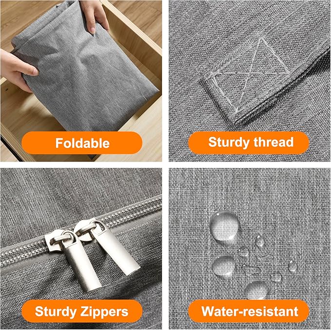 3 Pack 105L Comforter Storage Bags, Extra Large Bedding Storage Bags with Sturdy Zipper and Reinforced Handle, Clear Window, Moving Closet Organizers for Comforters and Blankets, Pillows-NeatNest