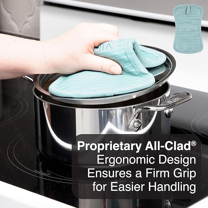 All-Clad Premium Pot Holder & Heating Pad, (2-Pack) Heat Resistant to 500 Degrees, 100% Cotton 10"x6.25" for Kitchen and Barbeque, Rainfall