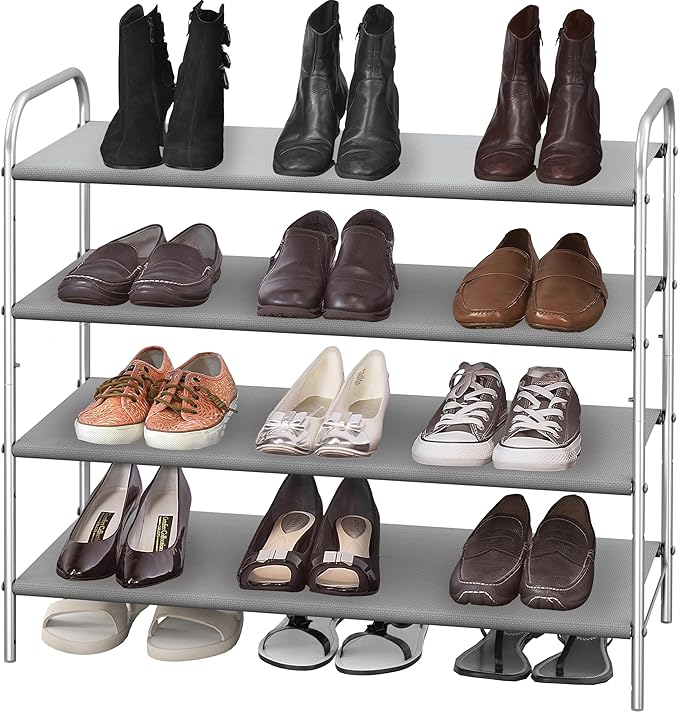 Simple Houseware 4-Tier Shoe Rack Storage Organizer 20-Pair, Grey-NeatNest