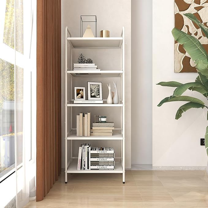 HDANI Storage Shelves,5-Tier Metal Storage Rack with Shelf,Shelf Organizer,Garage Standing Shelving Unit for Laundry,Bathroom,Kitchen,Pantry, Closet,23.6''W X 13.8''D X 63''H,White