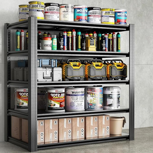 72" H Shelving Unit 5 Tiers Heavy Duty Garage Shelving 3000LBS Storage Racks Adjustable Metal Shelves Industrial Utility Rack for Garage, Workshop, Basement, Home Office 72" H*47.2W*23.6D-NeatNest