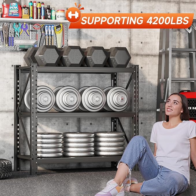Heavy Duty Garage Shelving Unit - 4200 lbs Capacity, Industrial Metal Storage Rack, Adjustable Steel Rack for Garage, Warehouse, Basement, Pantry,51.2" W x 23.6" D x 47.2" H-NeatNest