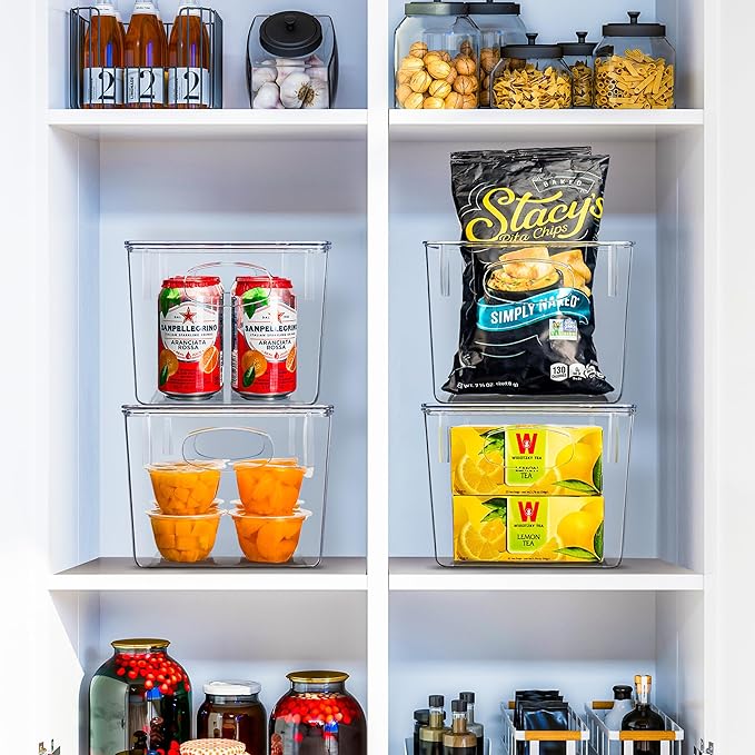 Sorbus Medium Plastic Storage Bins with Lids - Kitchen, Pantry, Refrigerator Organizer Bins - Clear, 4 Pack