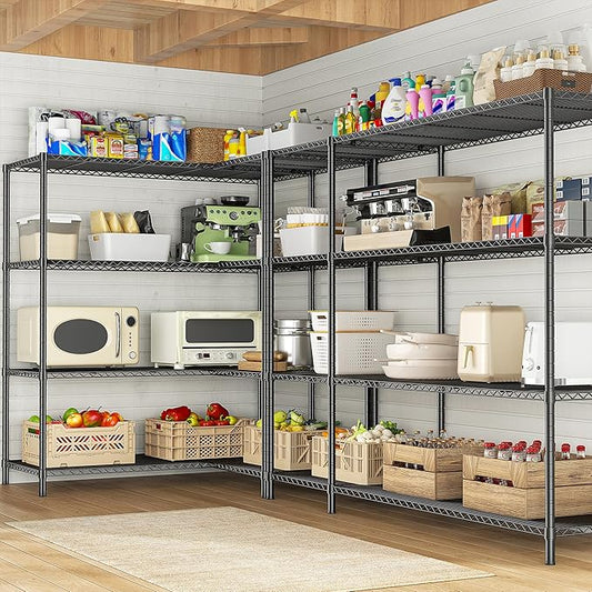 52.36''W Storage Shelves Metal Shelving Unit Load 1120LBS 4 Tier Wire Shelving for Storage Rack Adjustable Garage ShelvingGHeavy Duty for Pantry Kitchen Garage,52.36Wx13.78Dx59H,2PCS-NeatNest