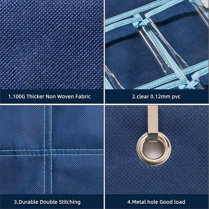 36 Clear Pockets Classroom Pocket Chart for Cell Phone and Calculator Holder, Door Hanging Pocket Chart for Classroom Phone Holder with Number Sticker and Hooks (Blue)-NeatNest