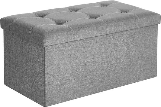 SONGMICS MAZIE Collection - 30 Inches Ottoman Storage Bench, 21 Gal. Folding Chest with Breathable Linen-Look Fabric, Load up to 660 lb, for Entryway, Living Room, Bedroom, Light Gray ULSF001G02-NeatNest