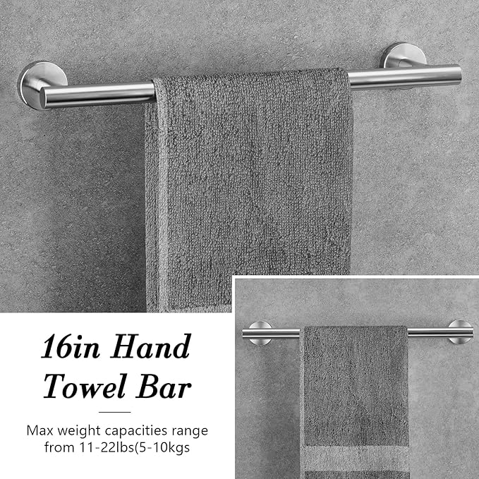 14-Piece Bathroom Hardware Set, Brushed Nickel Stainless Steel, Wall-Mounted Towel Racks