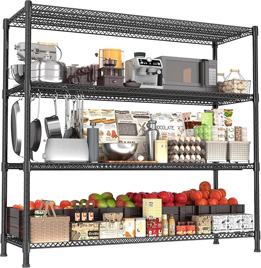 GIOTORENT 59.6" W x 24" D x 72.2" H Heavy Duty Storage Shelves, 2000LB Capacity Metal Shelving with 1IN Adjustable Height, Garage Shelving for Home, Warehouse & Commercial Use, Black