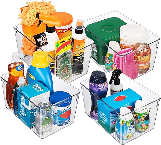 ClearSpace Plastic Storage Bins With lids, 4 Pack – Perfect Pantry Organization and Storage – Fridge Organizer, Pantry Storage Containers and Storage Bins, Cabinet Organizers-NeatNest