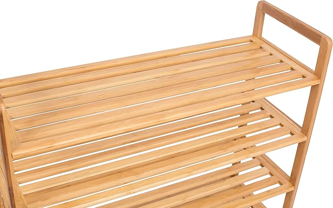 BirdRock Home Free Standing Bamboo Shoe Rack | 6 Tier | Wood | Closets and Entryway | Organizer | Fits 18 Pairs of Shoes-NeatNest