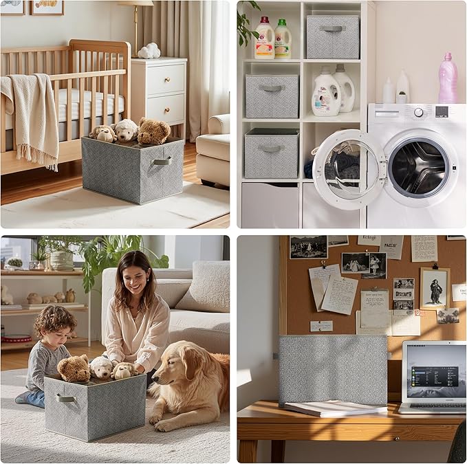 GRANNY SAYS Jumbo Closet Storage Bins, Storage Baskets for Organizing, Fabric Storage Bins with Handles, Clothing Storage Containers for Organization Wardrobe, Gray, Extra Large, 3-Pack