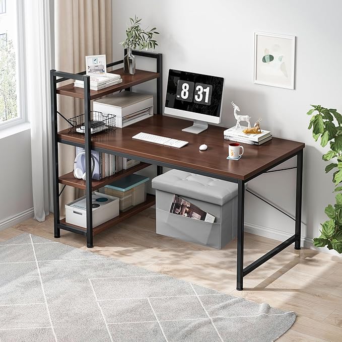 AmasSmile Storage Ottoman Folding Foot Rest Stool with Side Pocket, 16 inch Leather Footstool Bench, Short Ottoman Bench, Storage Foot Rest Store, Books, Grey-NeatNest