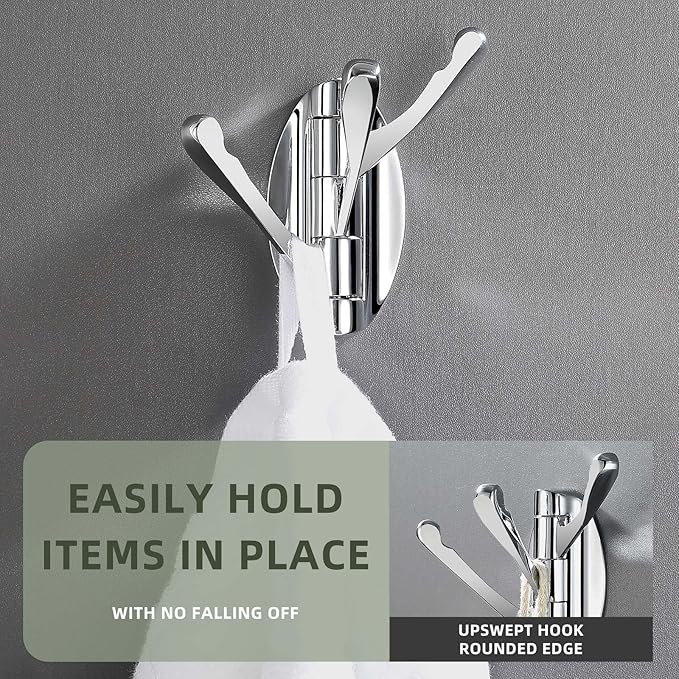 Angle Simple Bathroom Towel Hook Swivel, Metal Hand Towel Hook for Wall, Foldable Robe Coat Hanger, Chrome