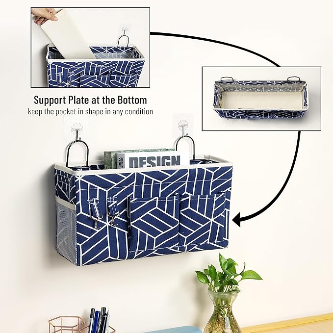 2pcs Large Wall Hanging Storage Bag, Door Closet Linen Fabric Pockets Organizer, Waterproof Multi Functional for Living Room Bedroom Bathroom Kitchen Office RV Camper with Hooks Navy-NeatNest
