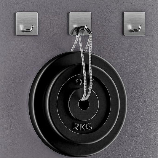 Brushed Nickel Self Adhesive Towel Hooks for Bathroom Wall Door Mounted - SUS304 Stainless Steel Strong Strips Stick on 3M Wall Hooks for Hanging Coat, Hat, Bag, Key, Jacket – 4 Pack-NeatNest