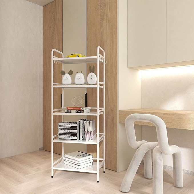 HDANI Storage Shelves,5-Tier Metal Storage Rack with Shelf,Shelf Organizer,Garage Standing Shelving Unit for Laundry,Bathroom,Kitchen,Pantry, Closet,23.6''W X 13.8''D X 63''H,White
