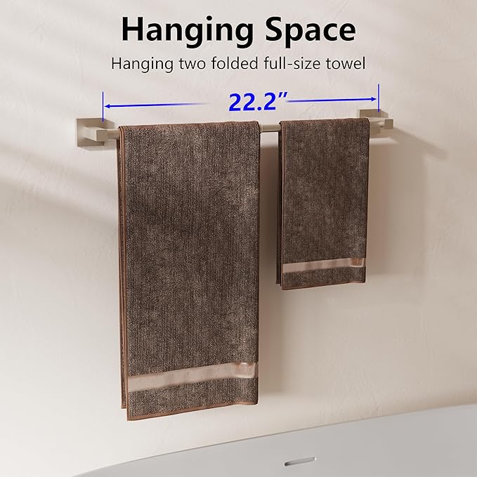 Adjustable Towel Bar, 14.4inch - 25.2inch Towel Rack, Wall Mounted for Bathroom, Kitchen Hand Towel Holder Cloths Hanger SUS 304 Stainless Steel Organizer Single Bar (Brushed Nickel)