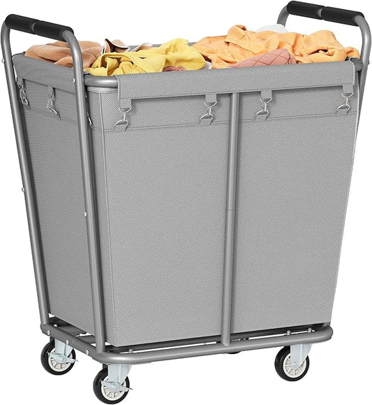 Hoctieon Large Laundry Cart with Wheels, 300L Heavy Duty Laundry Basket Organizer, Rolling Hamper Sorter for Clothes Storage, Industrial Dirty Clothes Hamper for Home & Hotel, Gray-NeatNest