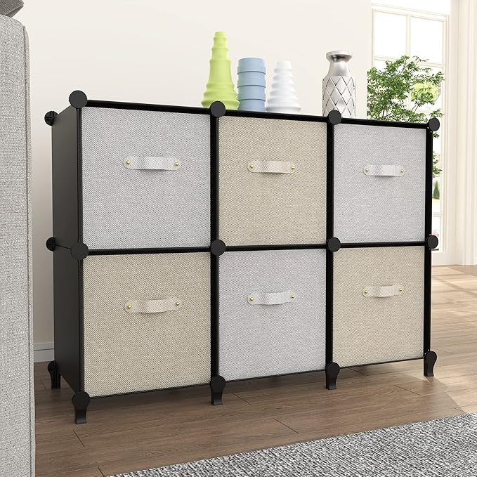 HOMIDEC 6-Cube Storage Organizer, Closet Organizer Storage Cabinet Shelf Bookcase Bookshelf,Storage Cubes Organizer Cabinet for Kids,Closet, Bedroom,Bathroom-NeatNest