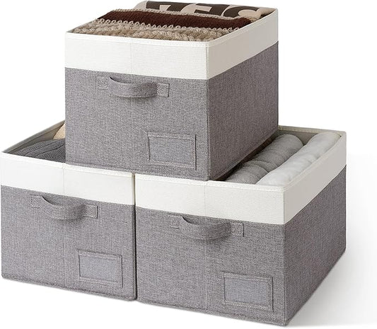 GRANNY SAYS Fabric Storage Bins for Clothes, Closet Organization Bins with Handles, Decorative Storage Box, Jumbo, 3-Pack