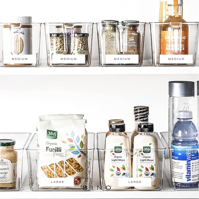 BINO | Clear Storage Organizer, Medium | THE HOLDER COLLECTION | Clear Containers for Organizing with Built-in Handles | Pantry Organization and Storage | Fridge Organizer | Smart Bin Cabinet-NeatNest