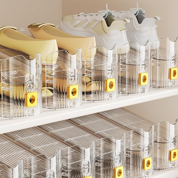 Shoe Slots Organizer for Closet, Shoe Stacker Organizer Double Layer Stack Shoe Rack, Shoe Display Shelf 50% Space Saver Storage Holder for Closet, 12PACK-NeatNest