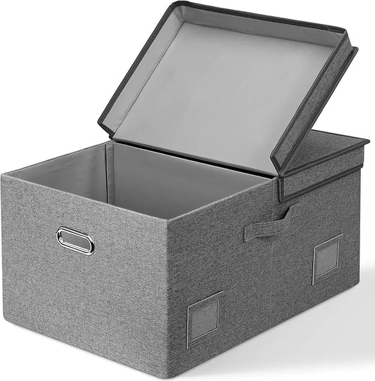 75 Quarts Extra Large Decorative Storage Bins with Lids, 1 Pack Gray Collapsible Storage Bins with Lids, Stackable Storage Bins Decorative Box Storage With Lid Extra Large-NeatNest