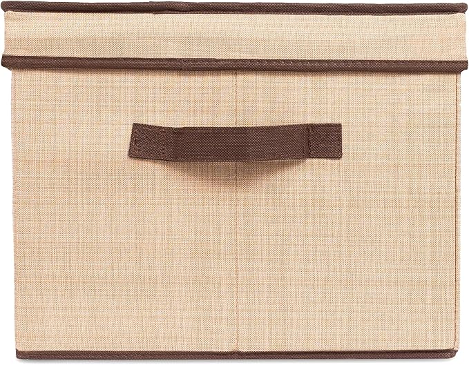 Internet's Best Storage Box with Window - Durable Storage Bin Basket Containers with Lids and Handles - Clothes Nursery Toys Organizer - Brown (Beige)-NeatNest