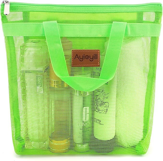 Shower Caddy Portable, Mesh Shower Caddy Tote Bag Quick Dry Hanging Toiletry and Bath Organizer for College Dorm, Gym, Beach, Travel or Camping with Zipper (A-Green)-NeatNest