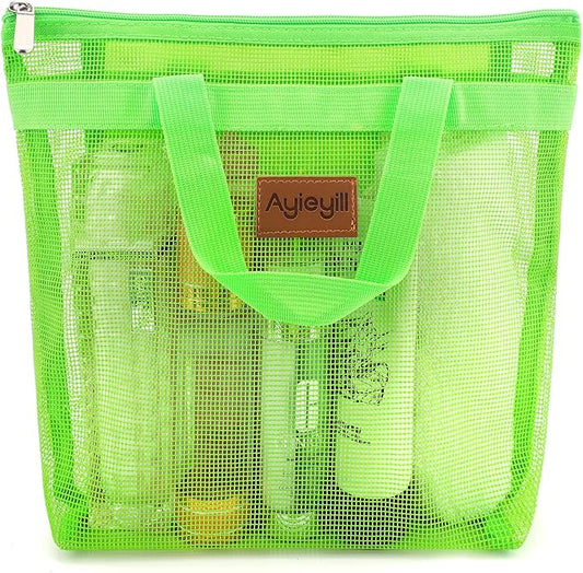 Shower Caddy Portable, Mesh Shower Caddy Tote Bag Quick Dry Hanging Toiletry and Bath Organizer for College Dorm, Gym, Beach, Travel or Camping with Zipper (A-Green)-NeatNest