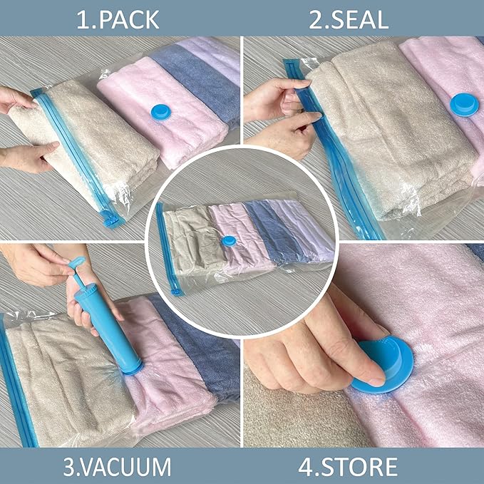 10 Large Vacuum Storage Bags with Hand Pump, Large Vacuum Seal Bags for Clothing, Space Saver Bags for Travel Lugggage, Blankets, Comforters-NeatNest