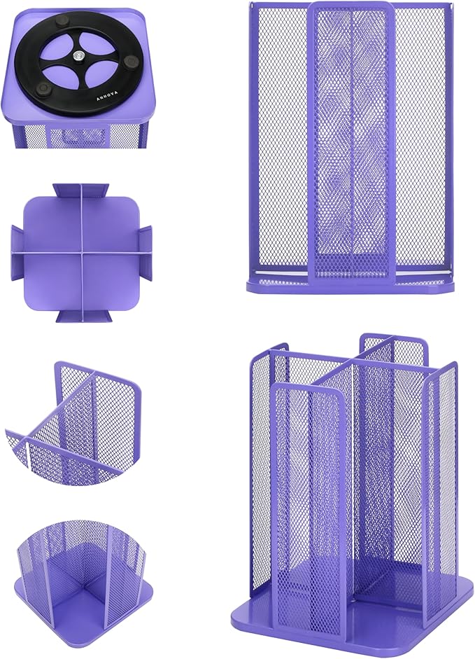Annova Paper Cup and Lid Holder Plastic Storage Organizer, 360Rotating Dispenser with 4 Compartments, Multifunctional Cup Rack for Home, Office, Bar, Coffee Shop (Purple)-NeatNest