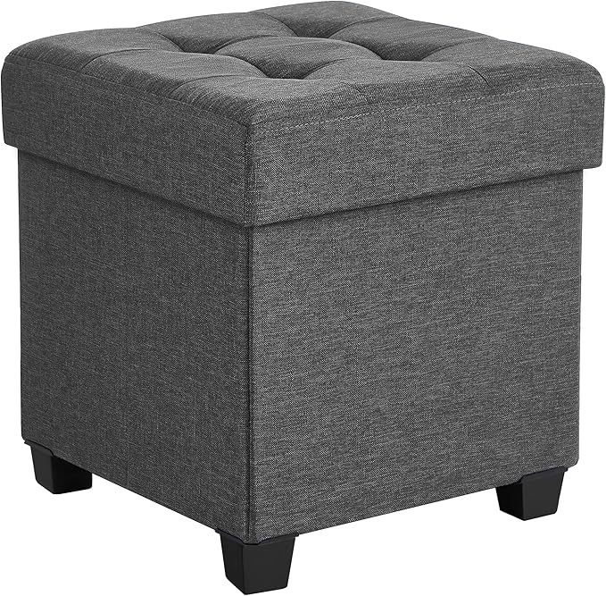 SONGMICS 15 Inches Cube Storage Ottoman, Bedroom Bench with Storage, Foot Stool with Feet, Holds Up to 660 lb, Dark Gray ULSF14GYZ-NeatNest