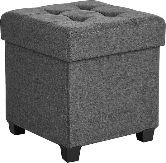 SONGMICS 15 Inches Cube Storage Ottoman, Bedroom Bench with Storage, Foot Stool with Feet, Holds Up to 660 lb, Dark Gray ULSF14GYZ-NeatNest
