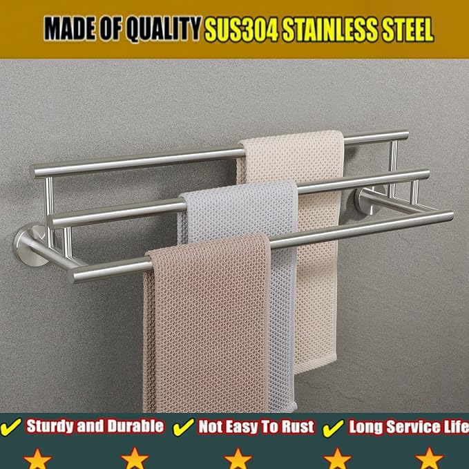 Alise Bath Towel Bars,3-Tiers Ladder Towel Rack Wall Mount Towel Rod,SUS304 Stainless Steel Towel Holder,Space-Saving Towel Hanger,Towel Hooks for Bathroom,Brushed Nickel Towel Rail,GYT6903-LS