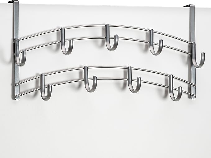 LYNK Professional® Home™ Over Door Hooks Rack - 9 Hook Over Door Hanger - Over Door Towel Rack - Hanging Towels or Clothes - Bathroom, Bedroom or Laundry Room - Lifetime Ltd. Warranty - Platinum