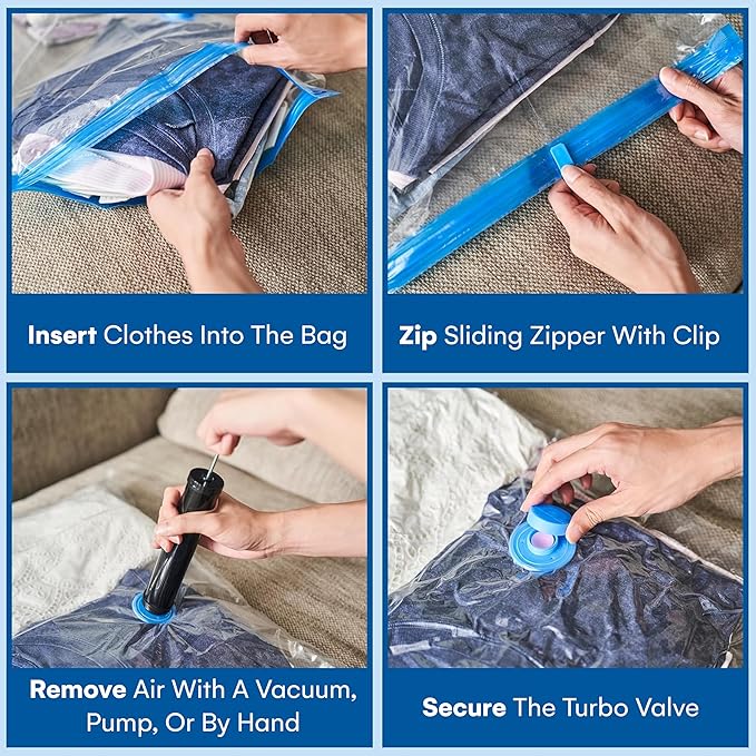 2 Pack Jumbo Vacuum Storage Bags for Comforters, Blankets & Clothes – Jumbo Vacuum Sealed Compression Bags with Hand Pump – Space Saver Storage Bags for Bedding, Moving, Travel & Organization-NeatNest