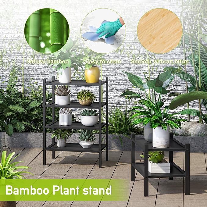 BMOSU 2-Tier Bamboo Small Shoe Rack Premium Stackable Shoe Shelf Storage Organizer for Hallway Closet Living Room Entryway Organizer(Black)-NeatNest