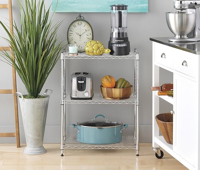 Whitmor 3-Wire Shelving Unit, Metal Storage Shelves, Easy Assembly Home Organizer for Pantry, Kitchen, Garage, Plant-NeatNest
