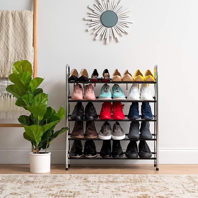 IRIS USA 5-Tier Shoe Rack, Up to 15 Pairs, Shoe Organizer for Closet Entryway Small Space, Shoe Storage Shelf, Tall Metal Shoe Rack, Shoe Stand, High-Heels, Boots