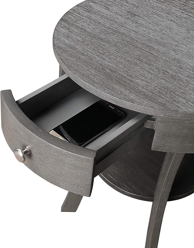 Convenience Concepts Classic Accents Schaffer End Table, Dark Gray Wirebrush-NeatNest