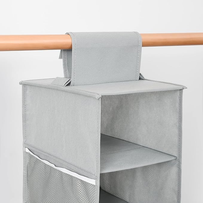 Hanging Shoe Organizer for Closet with Side Mesh Pockets，Hat Racks for Baseball Caps，Shoe and Hat Holder & Storage，8-Shelf，Gray，1 Pack-NeatNest