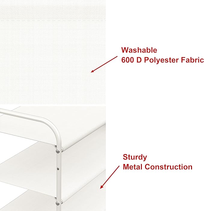 Simple Houseware 6-Tier Shoe Rack Storage Organizer w/Side Hanging Bag, White-NeatNest