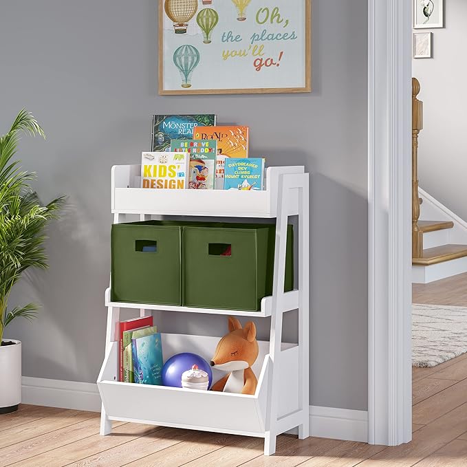 RiverRidge Folding Storage Bins with Handles Olive Cube Storage Organizer for Closet, Bedroom & Playroom - Closet Organizers and Storage Set of 2-NeatNest
