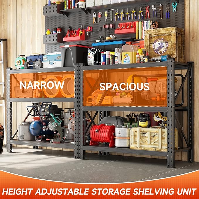 Heavy Duty Garage Shelving Unit - 4200 lbs Capacity, Industrial Metal Storage Rack, Adjustable Steel Rack for Garage, Warehouse, Basement, Pantry,51.2" W x 23.6" D x 47.2" H-NeatNest