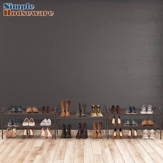 Simple Houseware 2-Tier Shoe Rack Storage Organizer, Bronze-NeatNest