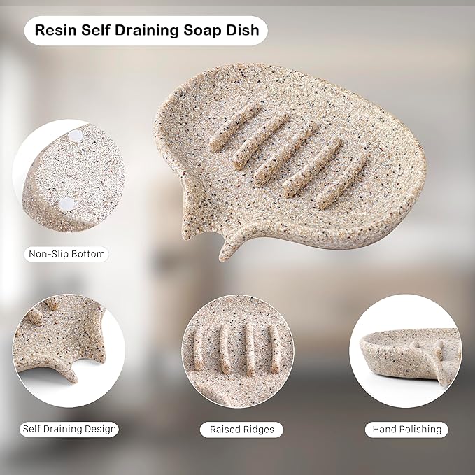2 Pcs Soap Dish with Drain- Self Draining Bar Soap Holder for Shower, Large Resin Soap Savers Soap Tray Sponge Holder for Kitchen, Bathroom, Bathtub Sink, Linen-NeatNest
