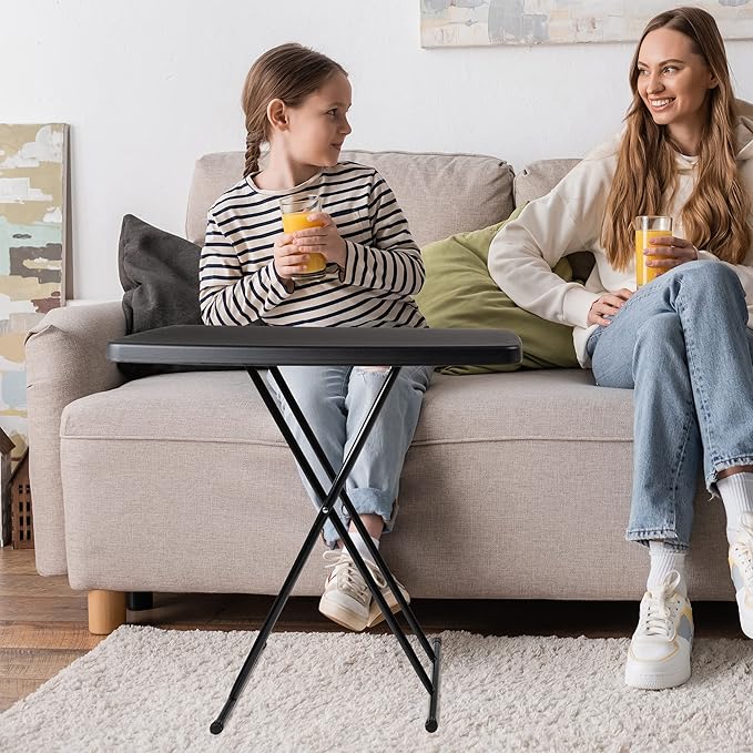 Folding Table - Lightweight Portable Folding Desk - Small Plastic Table for Camping, Playing Cards, and Crafting by Everyday Home (Black)-NeatNest