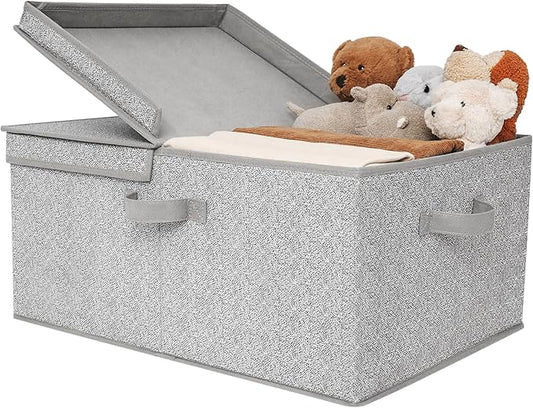 GRANNY SAYS Fabric Storage Bin with Lid, Decorative Storage Box, Extra Large Storage Baskets, Closet Organizer, Gray, 1-Pack-NeatNest