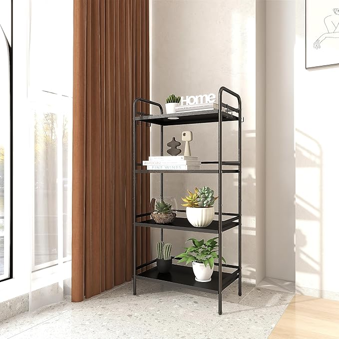 HDANI Storage Shelves, 4-Tier Metal Storage Rack with Shelf,Shelf Organizer,Garage Standing Shelving Unit for Laundry,Bathroom,Kitchen,Pantry, Closet,23.6''W X 13.8''D X 50 H''H,Black